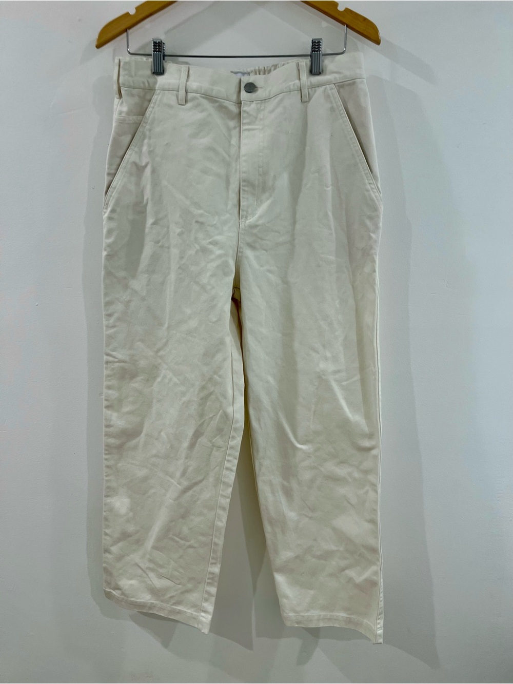 Obey Wide-Leg Carpenter Pants Men’s Size 31 Cream 100% Cotton